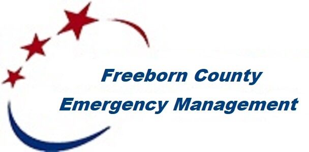 Freeborn County Emergency Management logo with swirl and 3 stars